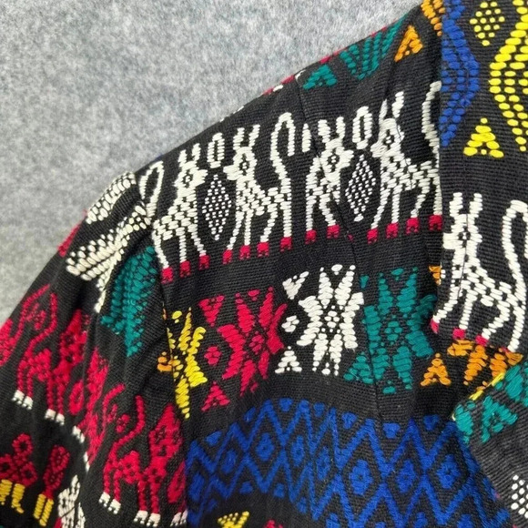 Vintage Artes Guatemattecas Jacket Womens Medium Cropped Hand Woven Wearable Art - Picture 12 of 16